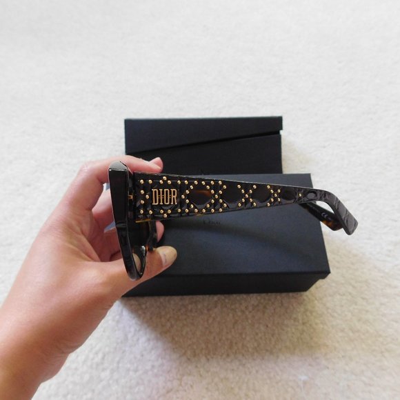 NEW DIOR LADY DIOR STUDS WAYFARER SUNGLASSES LOGO! CHRISTIAN DIOR - Picture 5 of 7